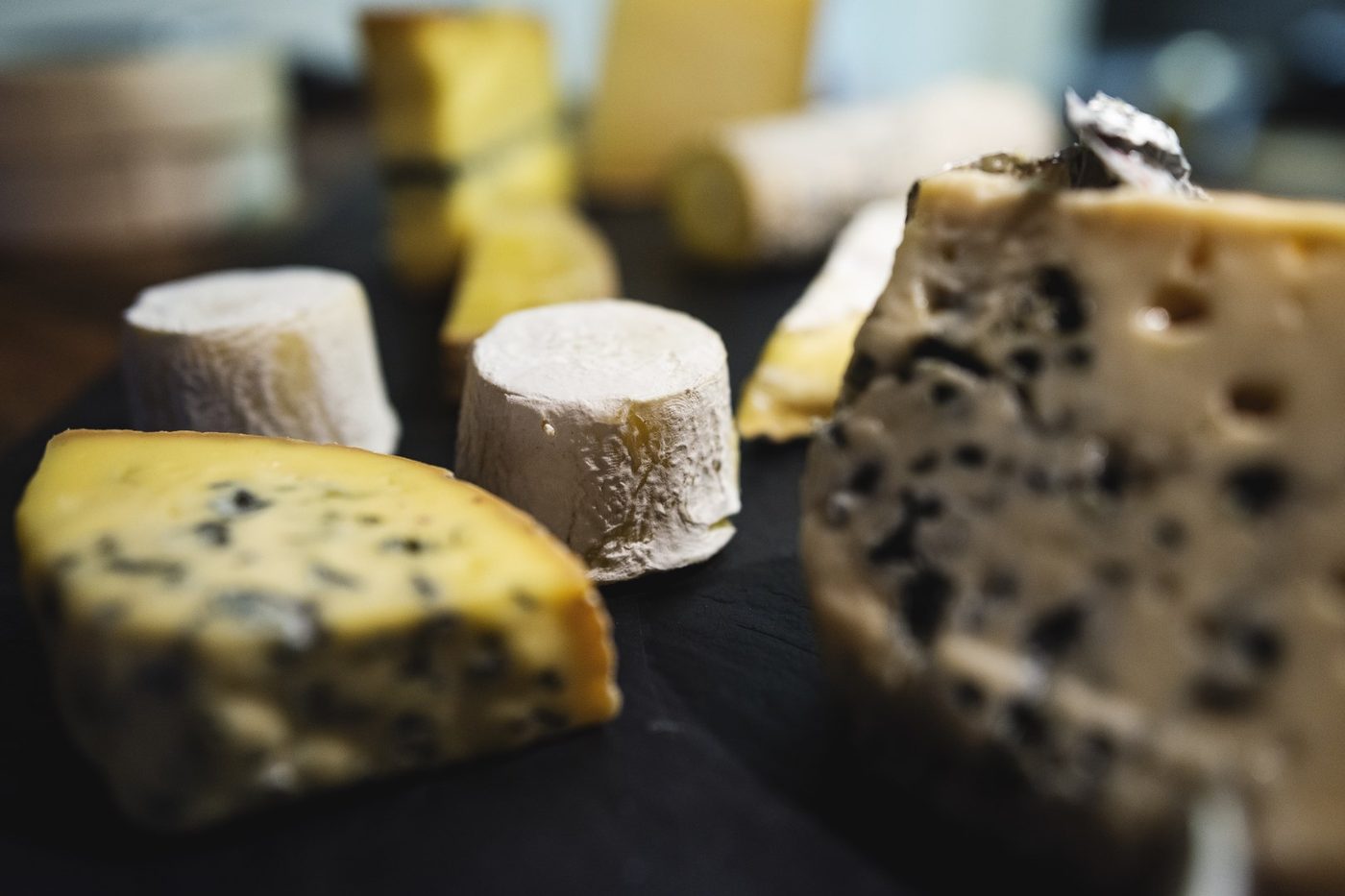 French cheeses from the fromages board at Petit Pois